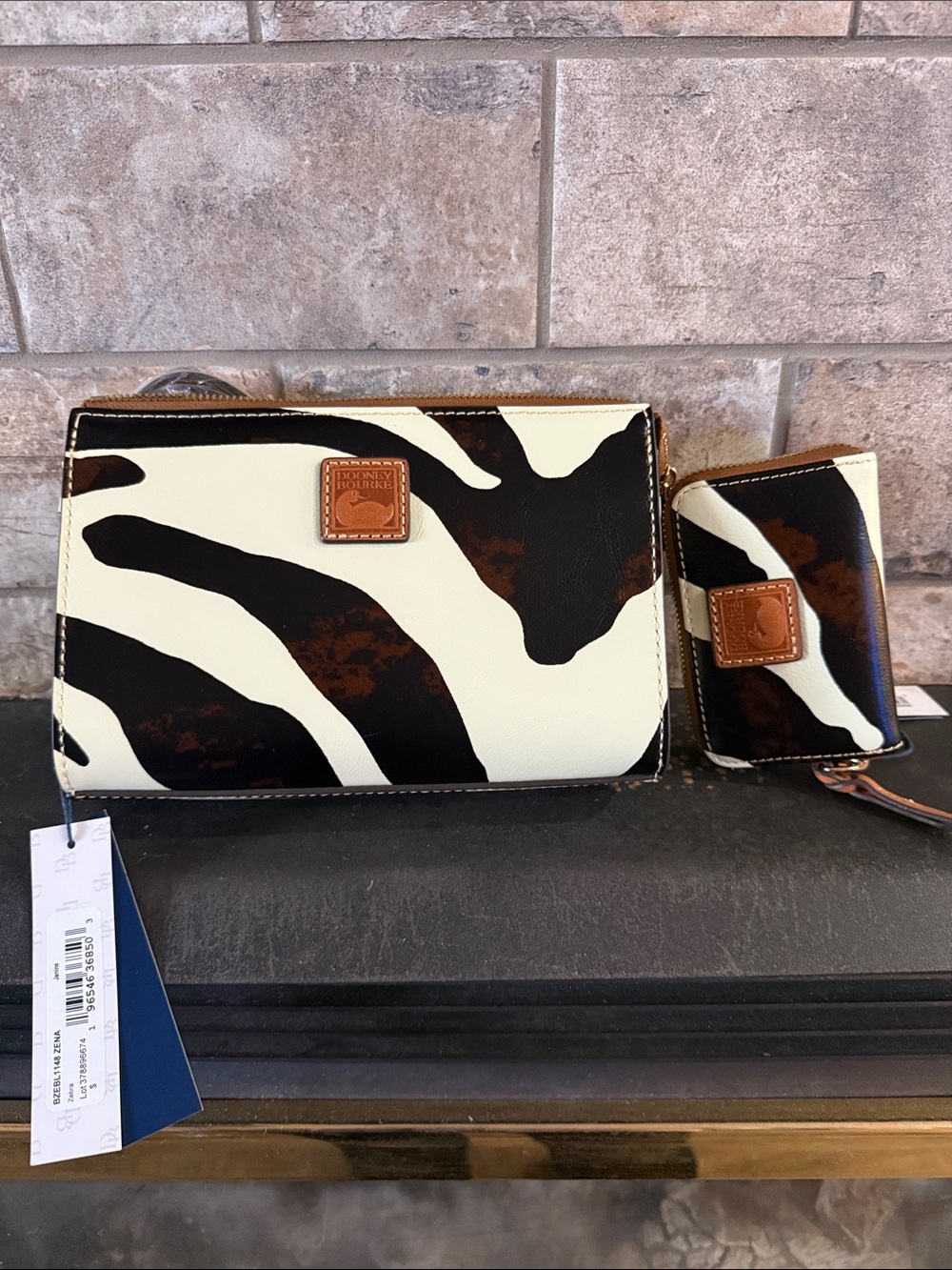 Dooney & Bourke Zebra-Print Wallet & Card Case - Black, Cream, Brown